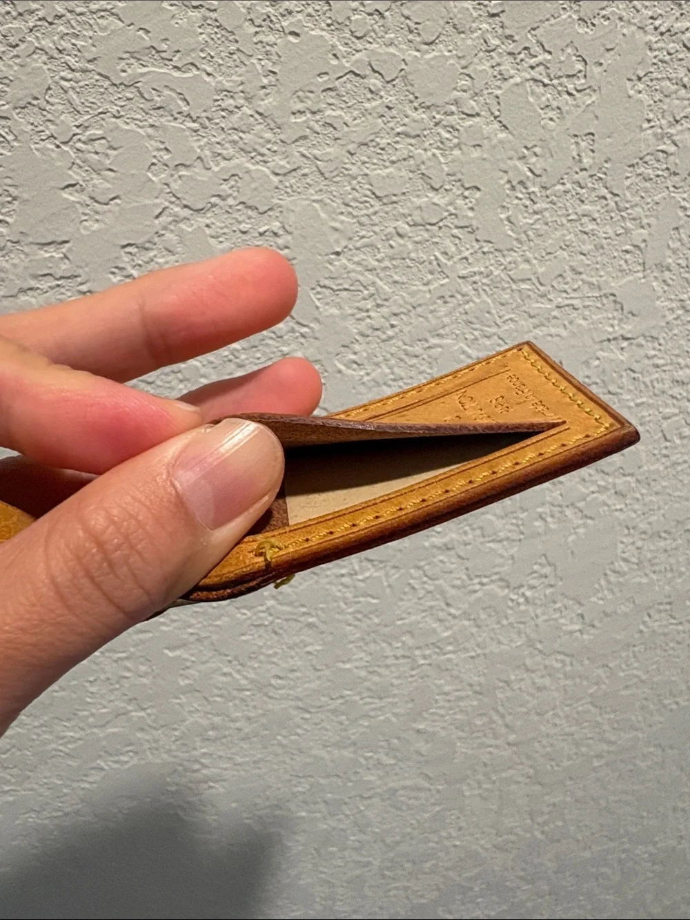 Louis Vuitton Mini Brown Leather Luggage Tag with K.M Initial